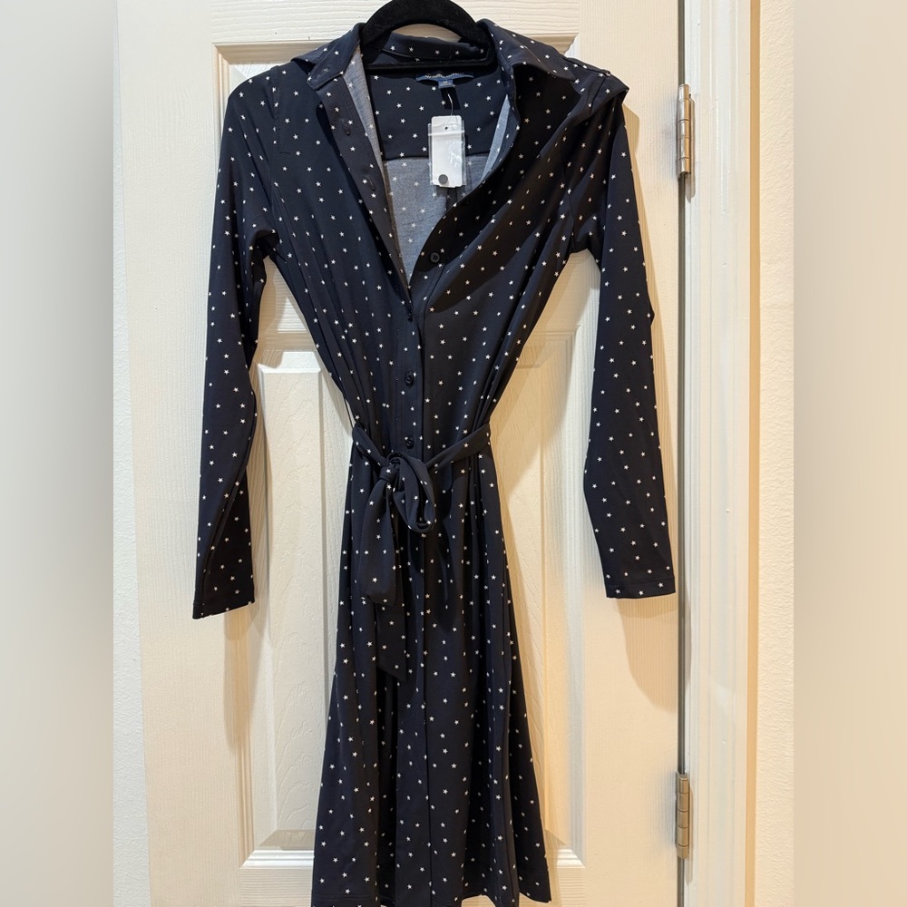 Brooks Brothers Navy Long Sleeve Star Dress- NWT